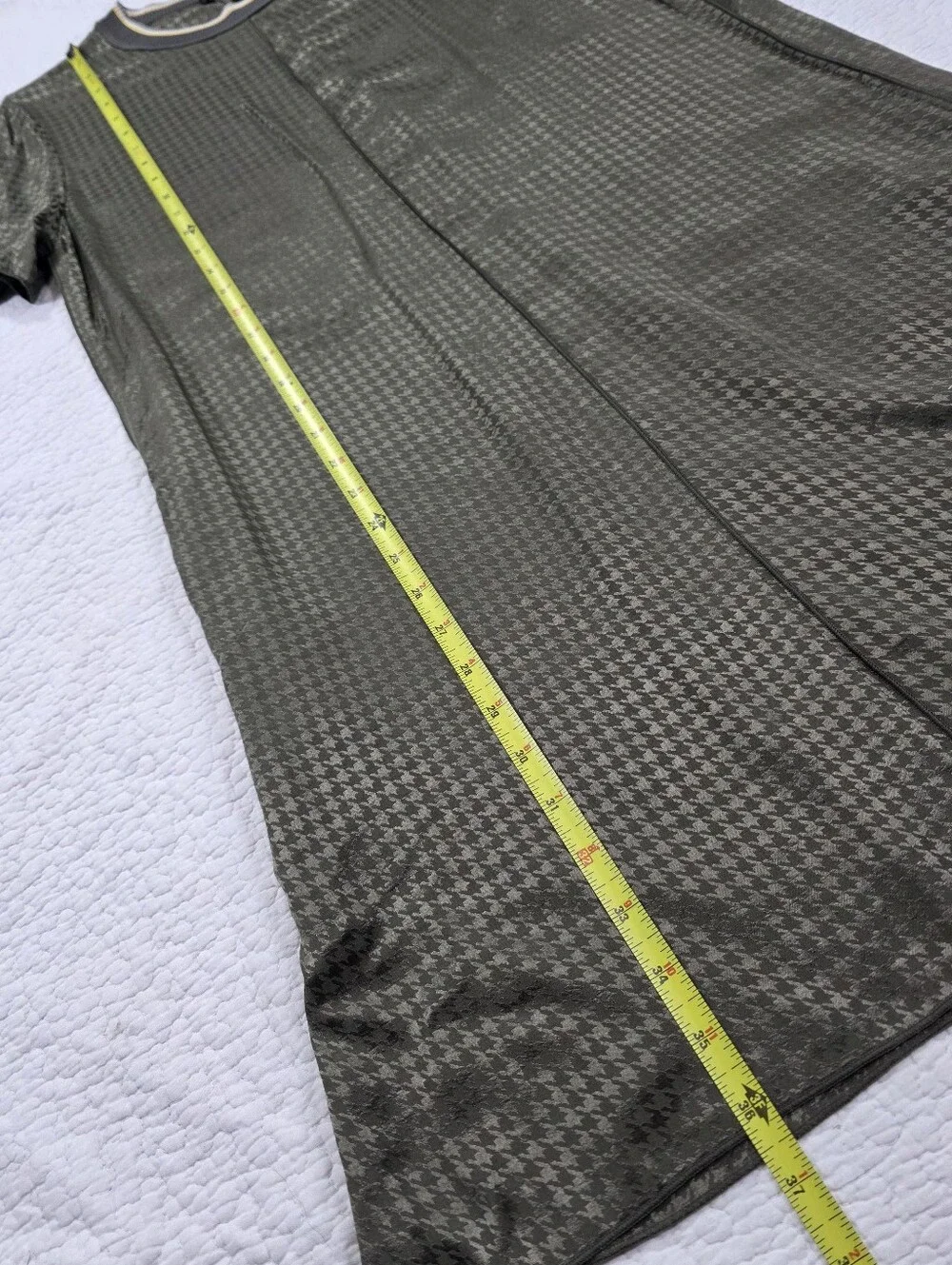 rag & bone Ali T-Shirt Dress Olive Green Houndstooth - Picture 9 of 11
